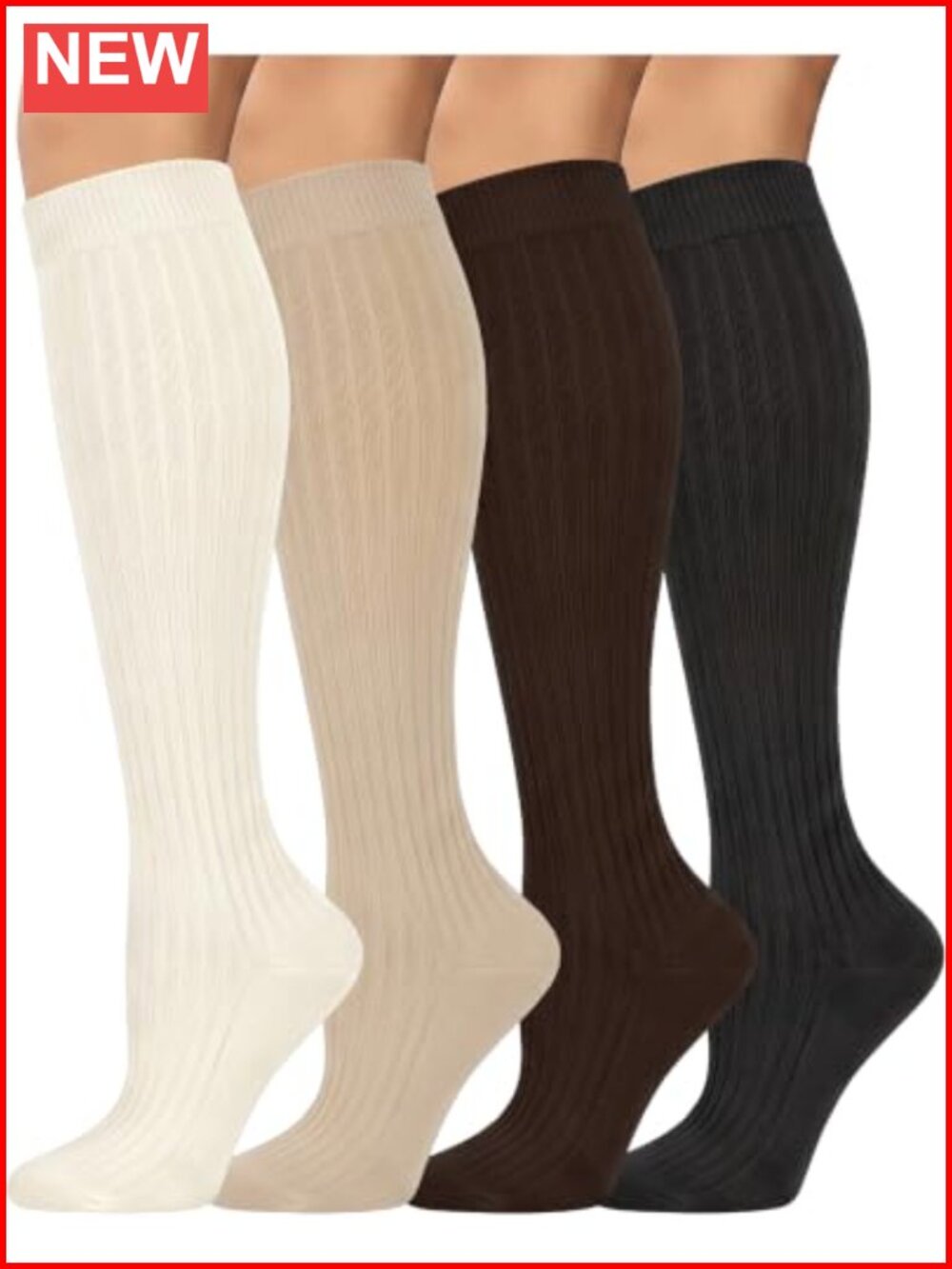 Knee High Socks Women Slouchy Cotton Blend Boot Socks 4 Pair